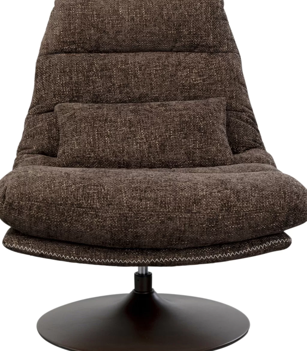 Fauteuil design pivotant KARE Design Montréal – Modèle Rahi en tissu brun velouté (confort ergonomique, style contemporain)