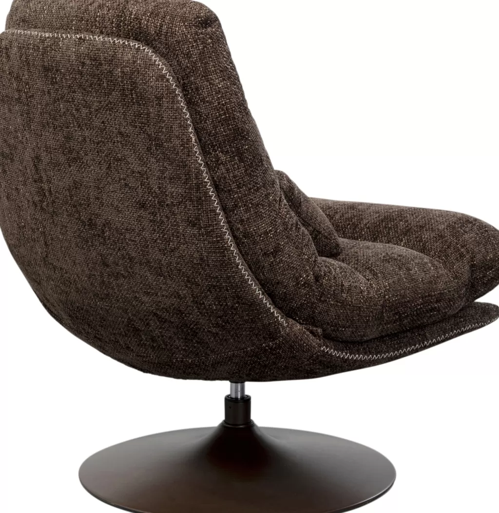 Fauteuil design pivotant KARE Design Montréal – Modèle Rahi en tissu brun velouté (confort ergonomique, style contemporain)