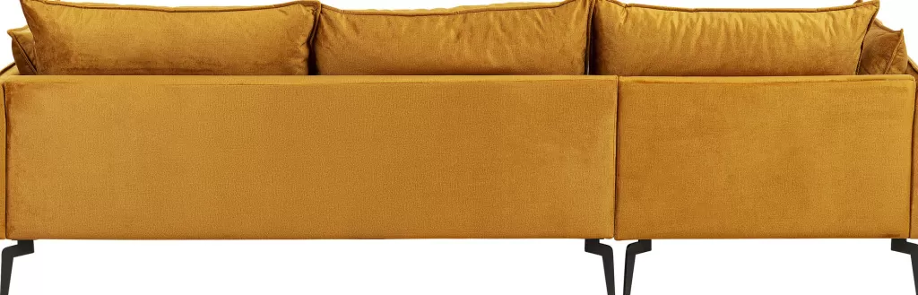 Canapé d'angle Monza en velours épicé - Conception KARE, dimensions sur mesure (296 cm, côté gauche), élégance moderne pour votre salon