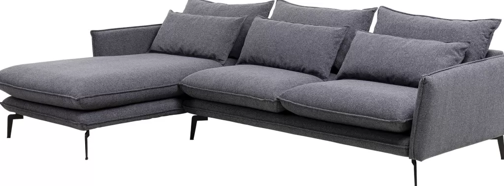 Canapé d'angle Monza par KARE Design - Gris anthracite, Structure gauche 2,96 mètres - Confort d'angle élégant pour votre salon