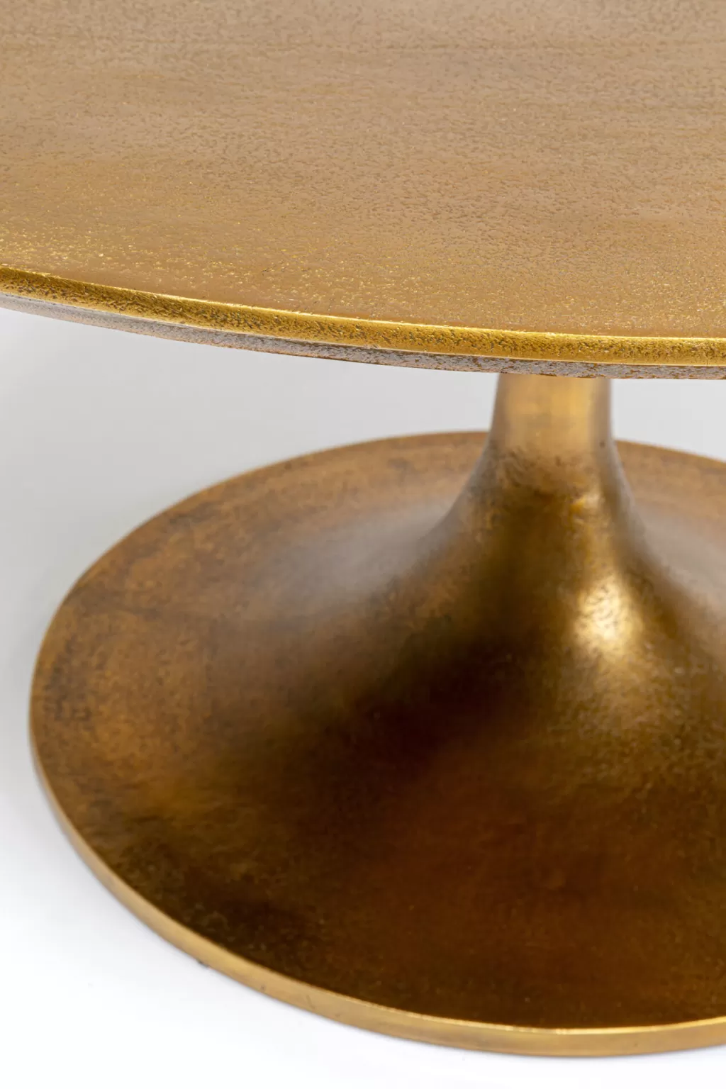 Table Basse Élégante en Laiton Poli - Design Intemporel Marocain par KARE, Diamètre 91 cm pour Salon Moderne
