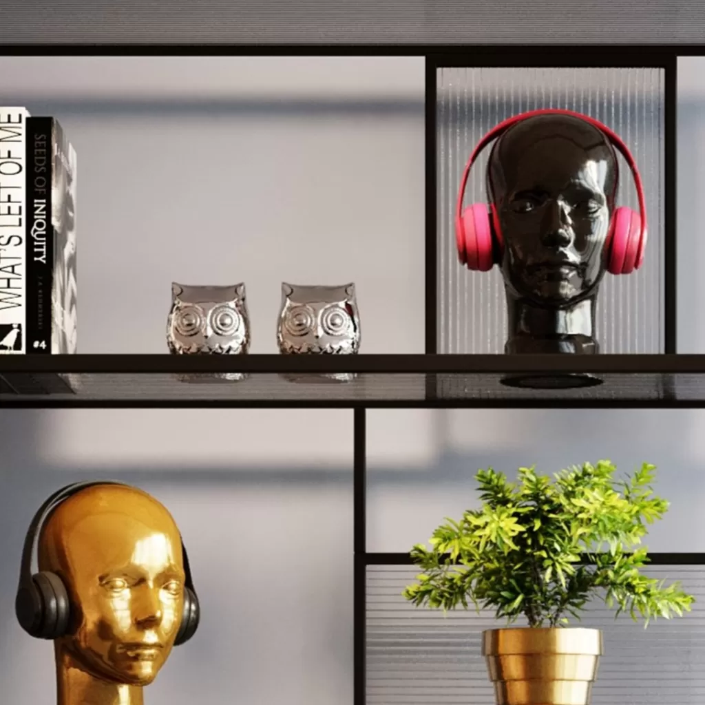 Porte-écouteurs mural Kuuloketeline signé KARE Design - Support élégant en noir intense pour un rangement tendance