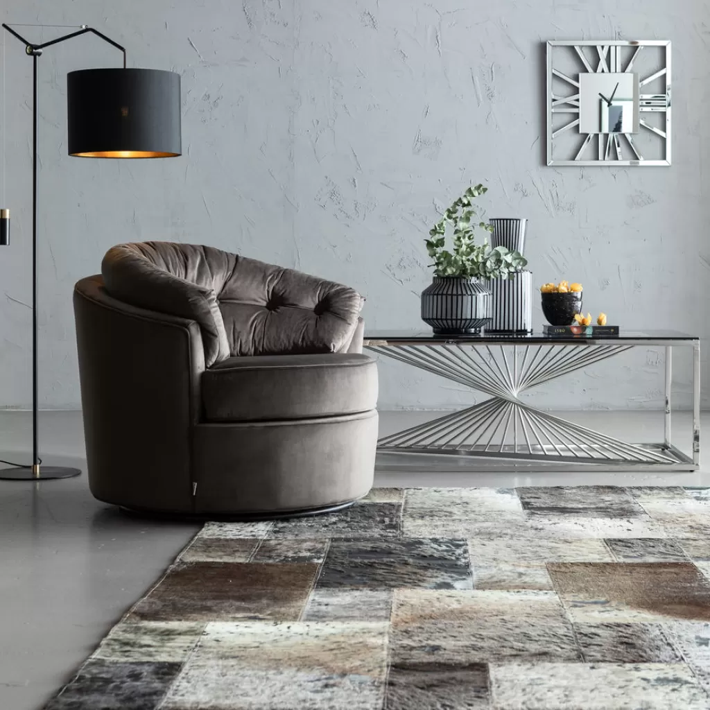 Fauteuil pivotant design Music Hall - Gris anthracite texturé | KARE Design, intempérelle élégance scandinave pour votre salon