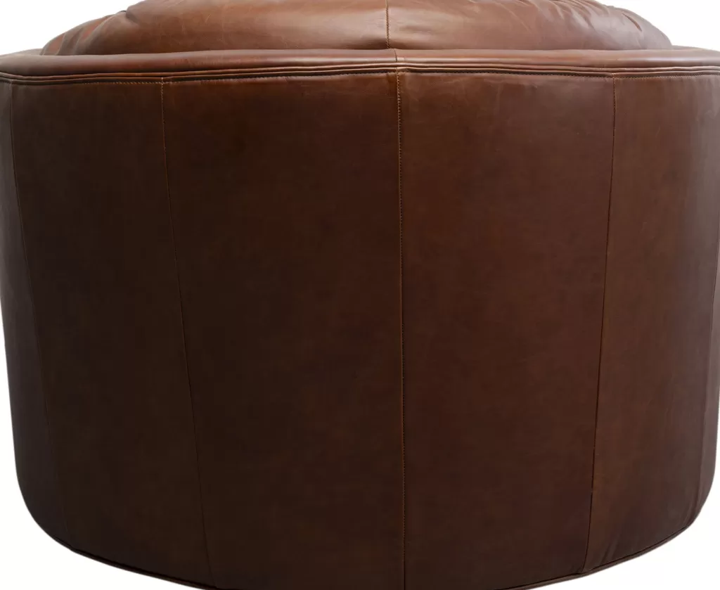 Fauteuil pivotant design Music Hall en cuir véritable marron - KARE Design, élégance intemporelle