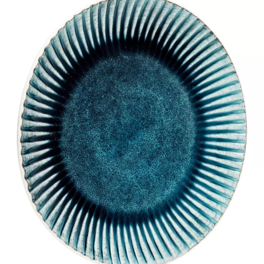 Assiette de design scandinave Mustique - Plateau moderne à bordure texturée - Diamètre 29 cm pour service élégant