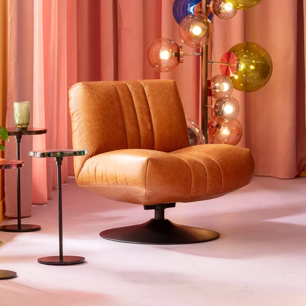 Fauteuil pivotant design en cuir Nappa – Modèle exclusif KARE Design, confort exceptionnel et ligne épurée