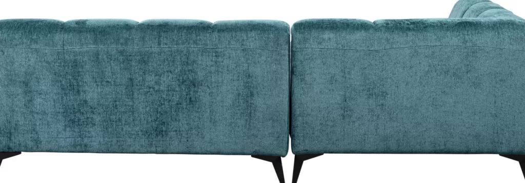 Canapé d'angle gauche Nia Glam en velours vert émeraude - Longueur 2m50, design contemporain KARE