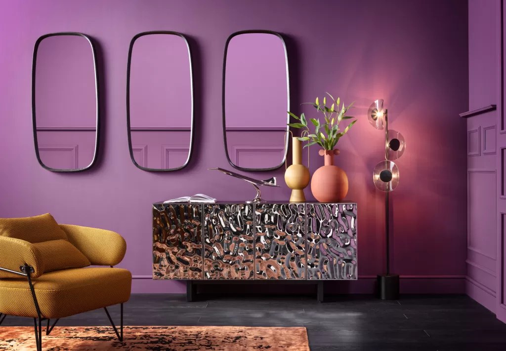 Miroir mural contemporain Noomi - Noir intense, Format large 122x58 cm, Style KARE Design