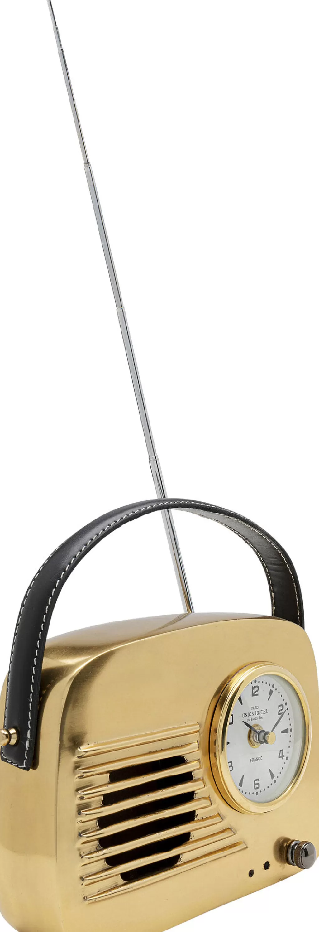 Horloge de Table Rétro « Nostalgie Handle » par KARE Design - Cadran Doré Élégant 20x22 cm pour une Touche Intemporelle