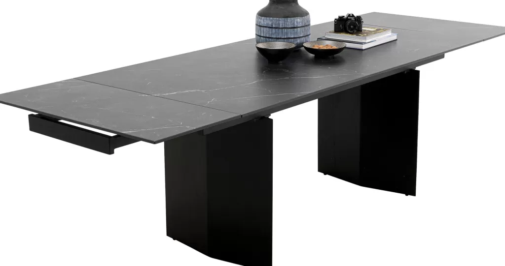 Table à manger extensible Novel - Design moderne en céramique noire 180x90 cm (2 rallonges incluses) - KARE Collection Premium