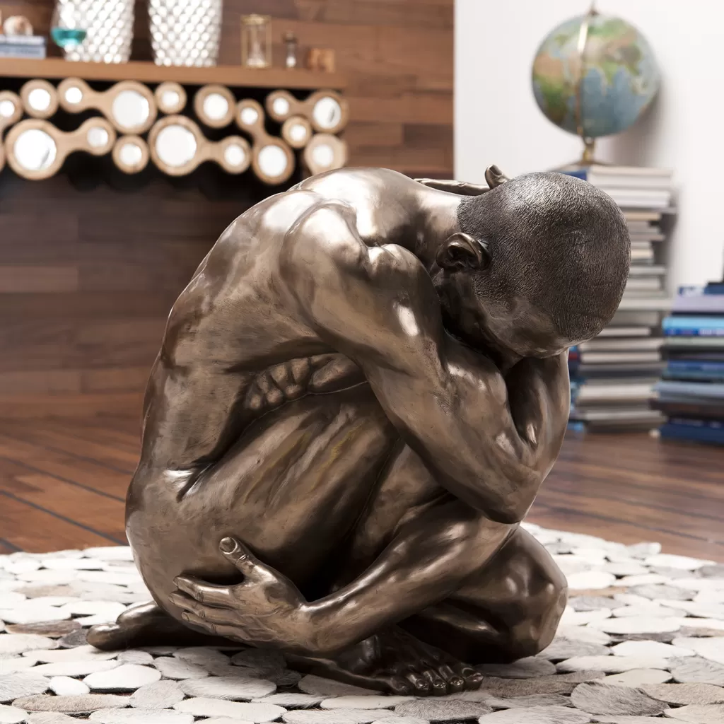 Décoration d'intérieur KARE-Design - Sculpture Moderne « Étreinte Masculine » en Bronze Patiné - 54 cm