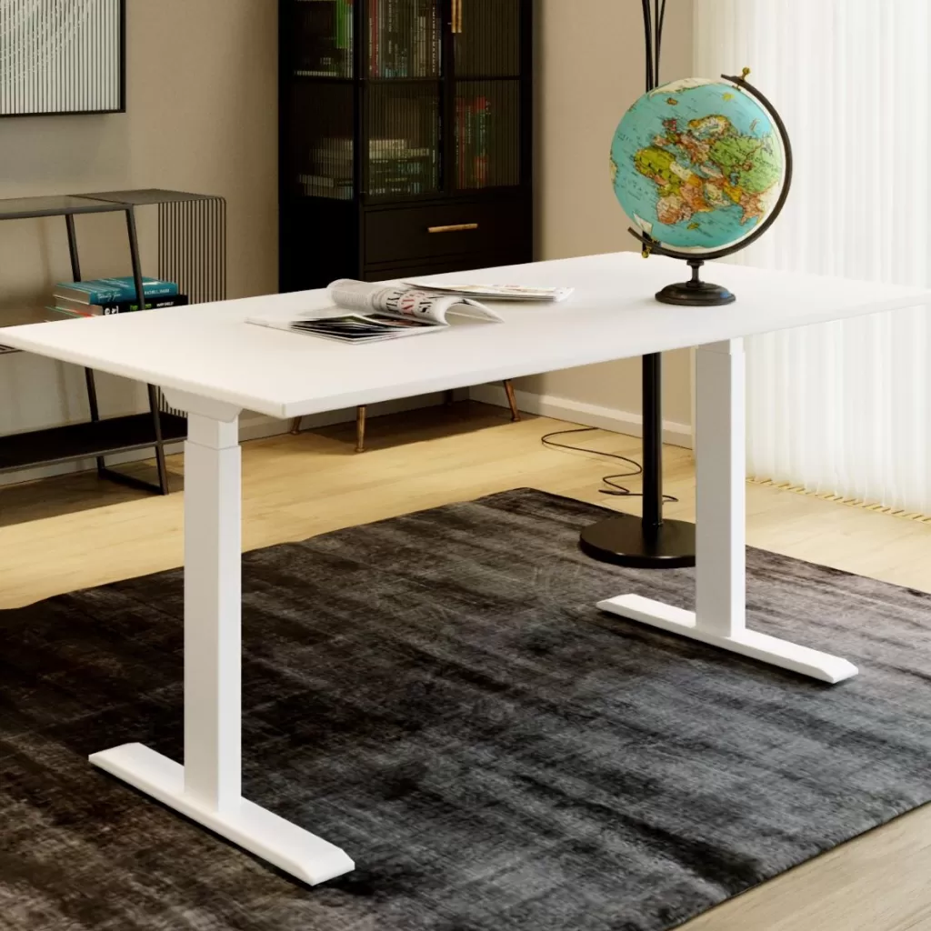 Bureau contemporain en mélaminé blanc KARE Design - Plateau 160x80 cm pour espace de travail épuré