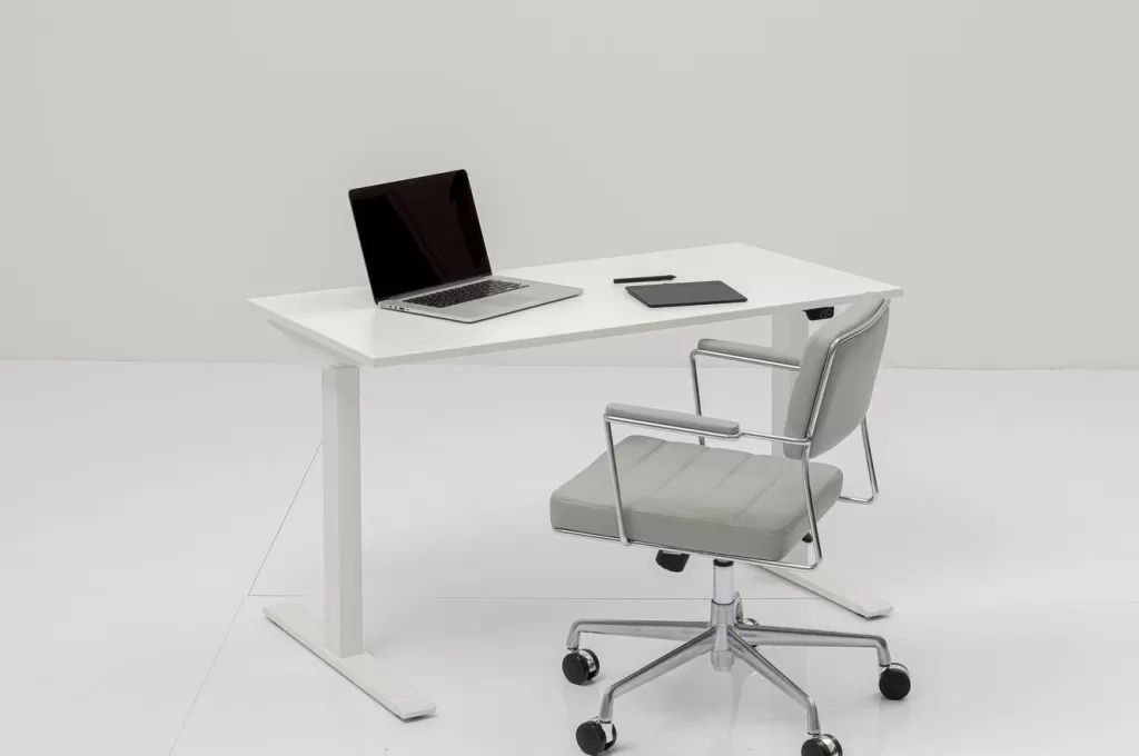 Bureau contemporain en mélaminé blanc KARE Design - Plateau 160x80 cm pour espace de travail épuré