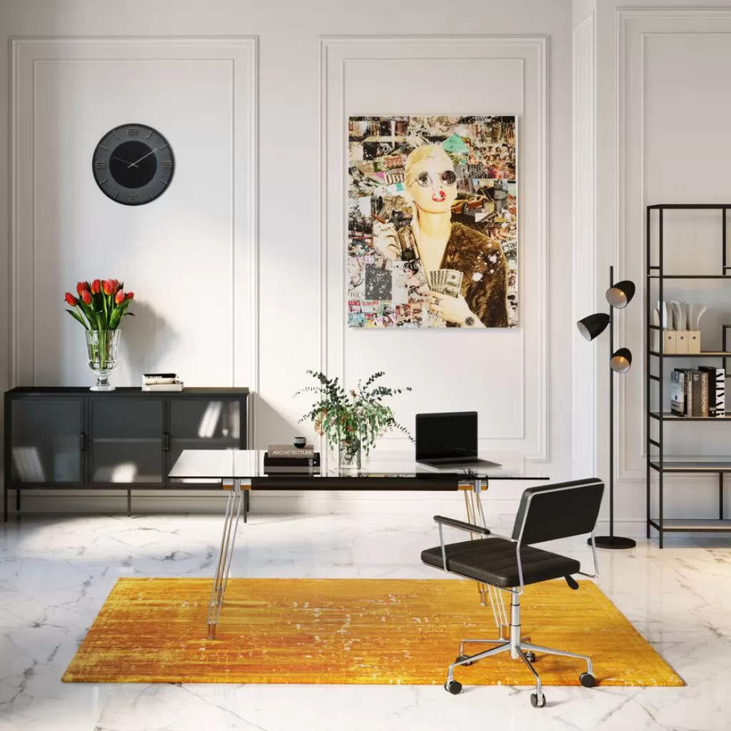 Bureau Moderne KARE Design - Plateau en Verre Trempé 160x80 cm, Bureau Élégant pour Espace Professionnel ou Domicile, Design Contemporain avec Surface Durable, Idéal pour un Espace de Travail Élégant