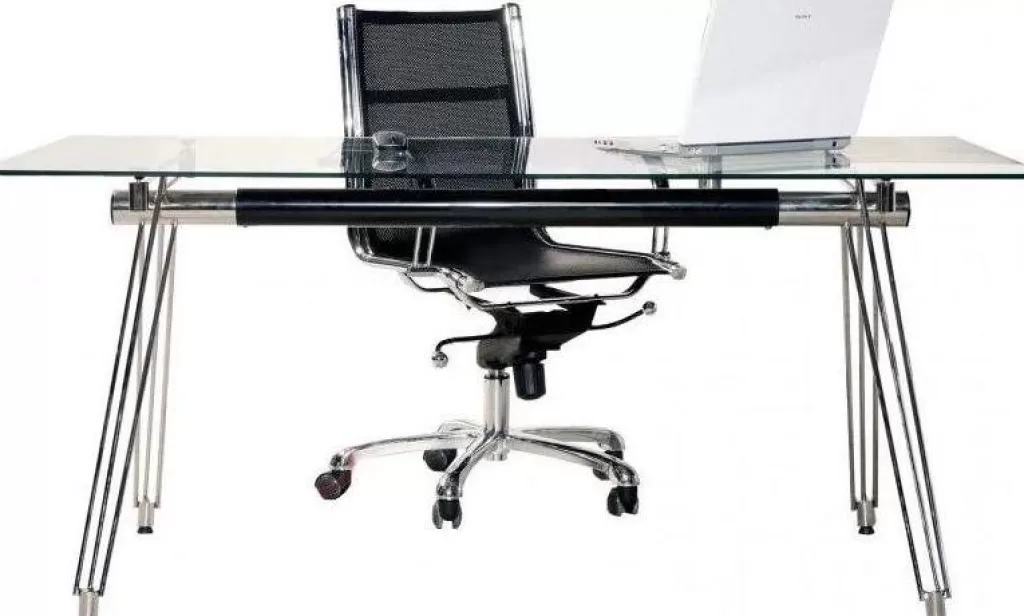 Bureau Moderne KARE Design - Plateau en Verre Trempé 160x80 cm, Bureau Élégant pour Espace Professionnel ou Domicile, Design Contemporain avec Surface Durable, Idéal pour un Espace de Travail Élégant