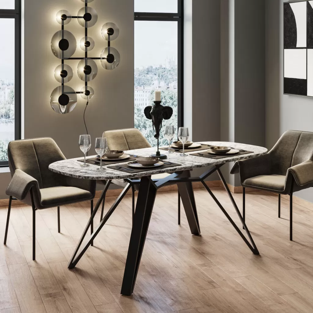 Table basse design Okinawa KARE - Plateau granit & structure acier brossé 180 x 90 cm  

Elégante table contemporaine inspirée de la collection Okinawa, alliant robustesse et esthétique avec son plateau en granit poli et son châssis métallique aux finitions satinées. Dimensions généreuses 180 cm de longueur pour 90 cm de largeur.