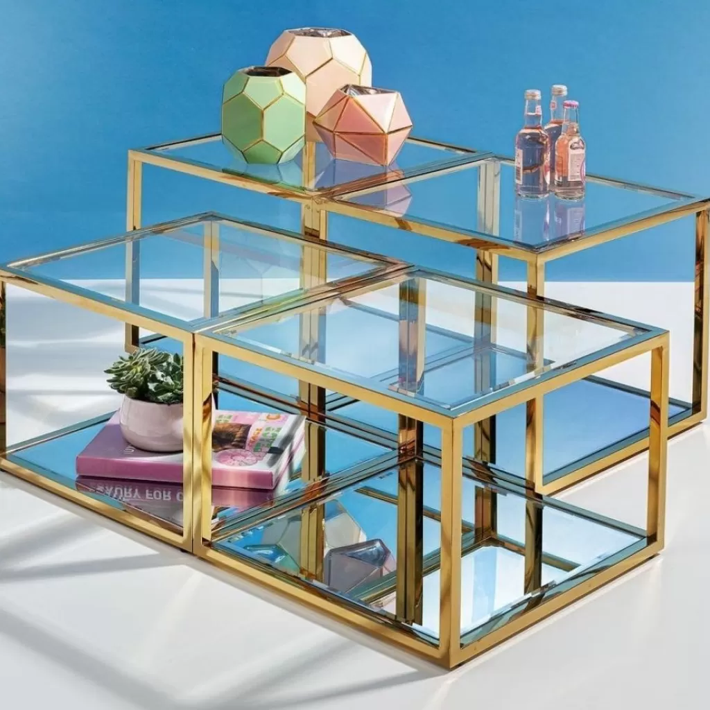 Table Basse Orion par KARE Design - Lot de 4 Pièces Dorées, Élégance Contemporaine pour Votre Salon
