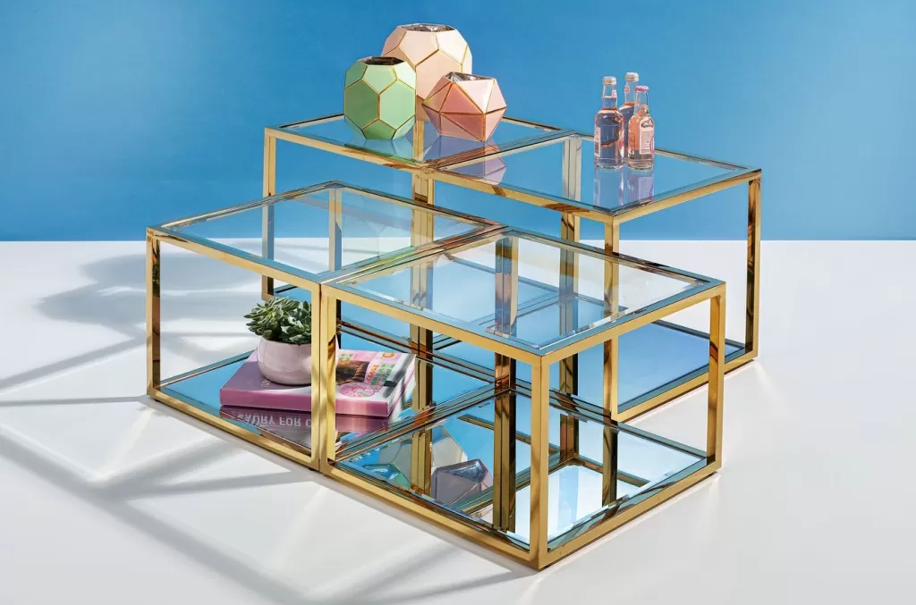 Table Basse Orion par KARE Design - Lot de 4 Pièces Dorées, Élégance Contemporaine pour Votre Salon
