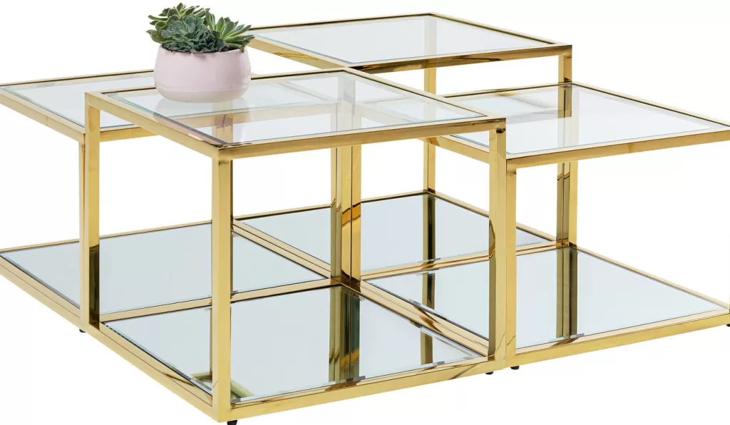 Table Basse Orion par KARE Design - Lot de 4 Pièces Dorées, Élégance Contemporaine pour Votre Salon