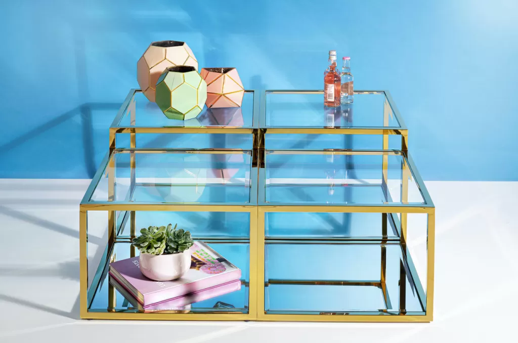 Table Basse Orion par KARE Design - Lot de 4 Pièces Dorées, Élégance Contemporaine pour Votre Salon