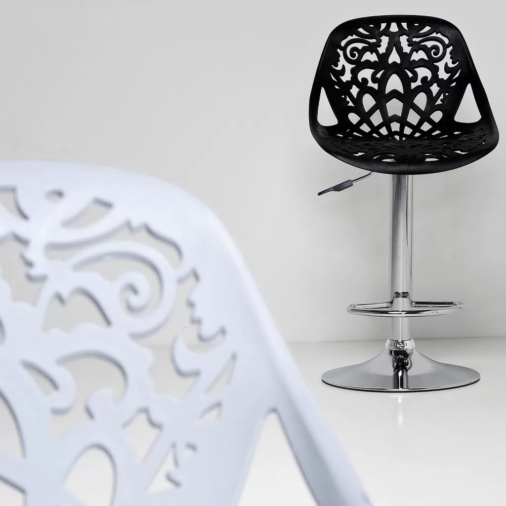 Tabourets de bar design scandinave - KARE Décoratif en blanc mat, structure métal épuré