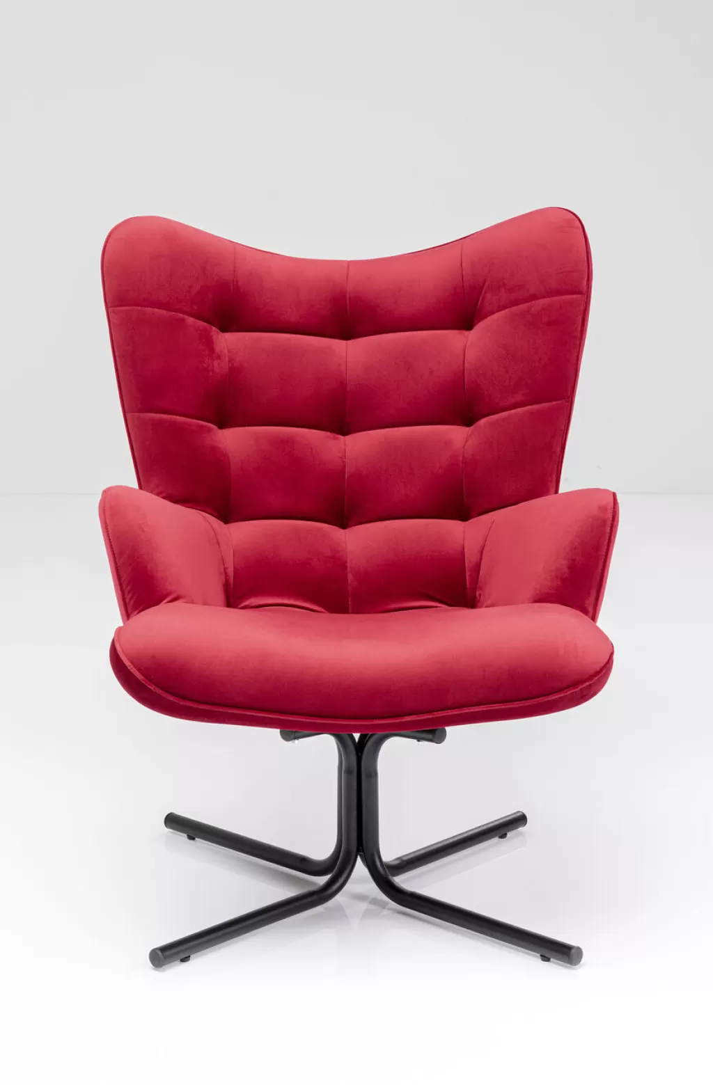 Fauteuil pivotant Oscar velours rouge par KARE Design - Assise ergonomique et style scandinave raffiné