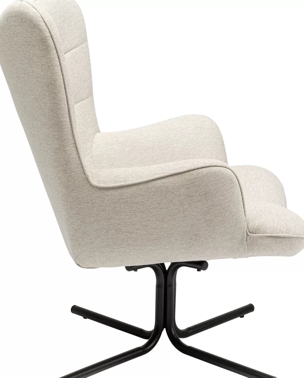 Fauteuil pivotant Oscar design scandinave - Cuir souple crème par KARE, Confort ergonomique ajustable