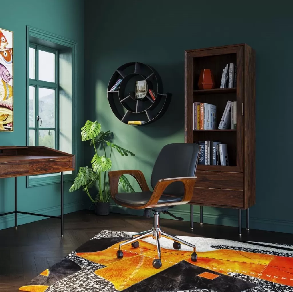 Fauteuil de Bureau Design Patron par KARE - Siège Ergonomique en Tissu Noisette, Confort Adaptable pour Espace Pro