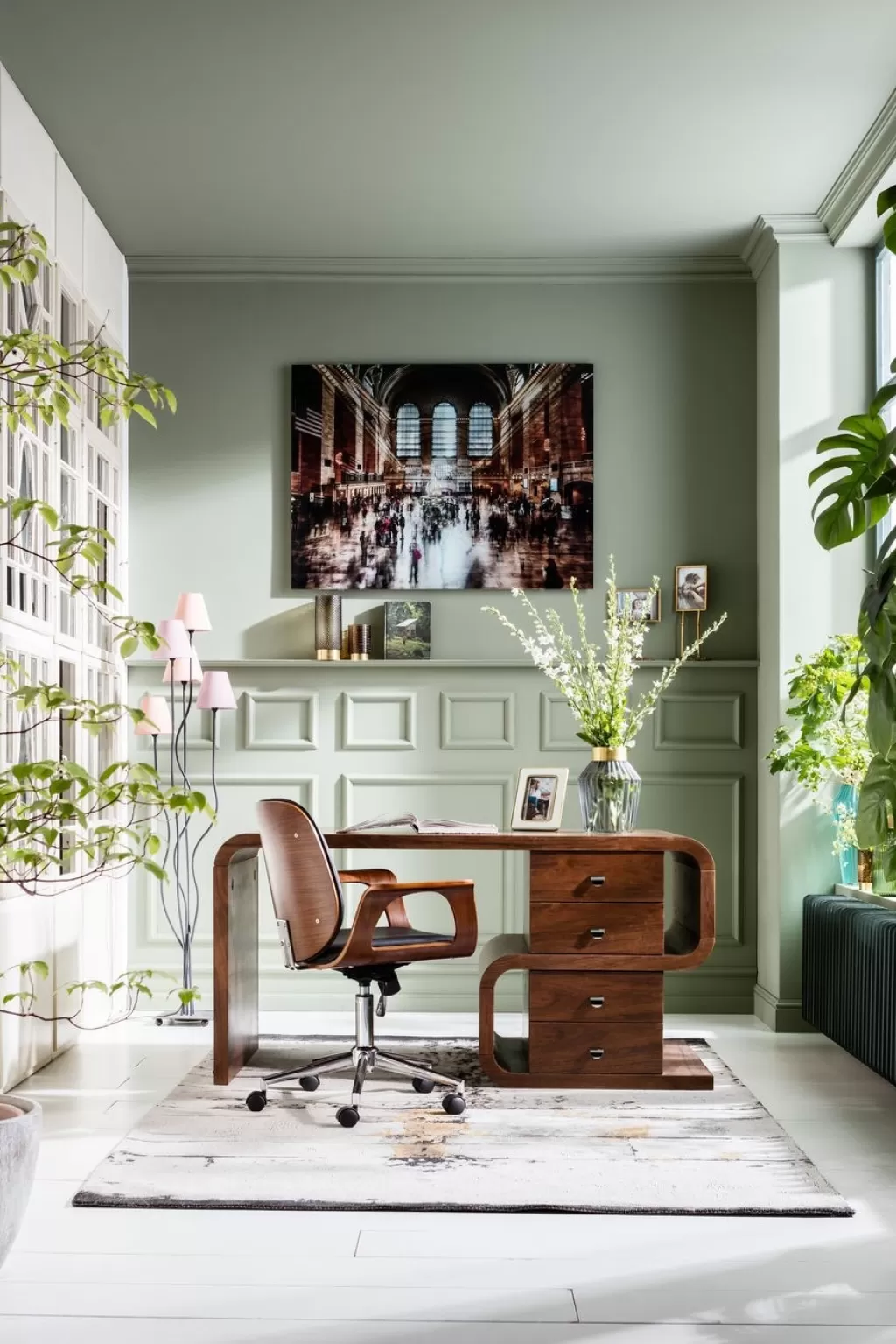 Fauteuil de Bureau Design Patron par KARE - Siège Ergonomique en Tissu Noisette, Confort Adaptable pour Espace Pro