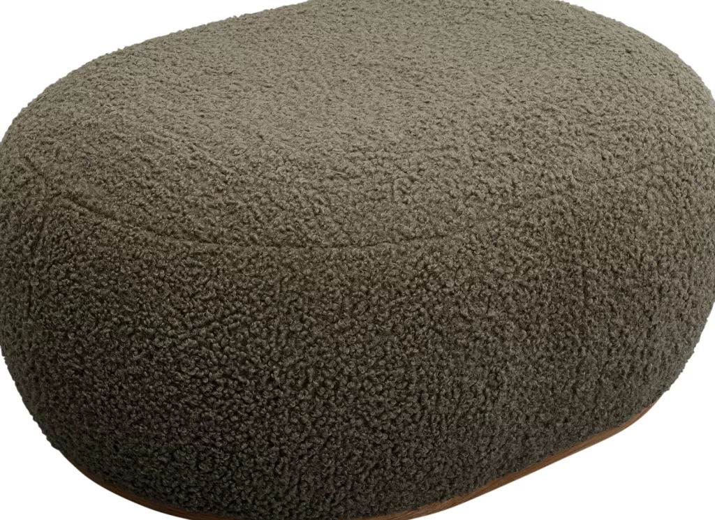 Canapé Rahi en tissu bouclé texturé effet galet - Coloris taupe olive, 81 cm - Design contemporain signé KARE