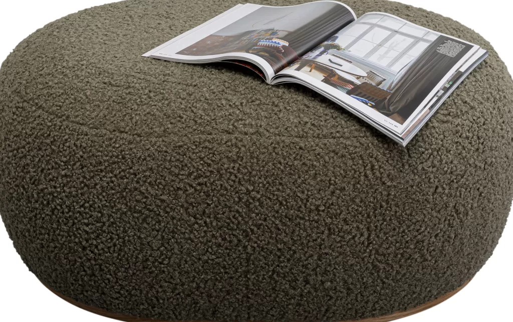 Canapé Rahi en tissu bouclé texturé effet galet - Coloris taupe olive, 81 cm - Design contemporain signé KARE