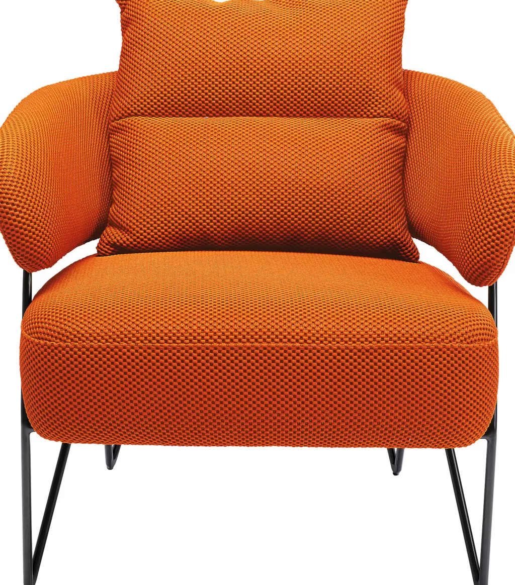 Fauteuil design PEPPO par KARE - Assise ergonomique en tissu orange vif, style contemporain pour salon cosy
