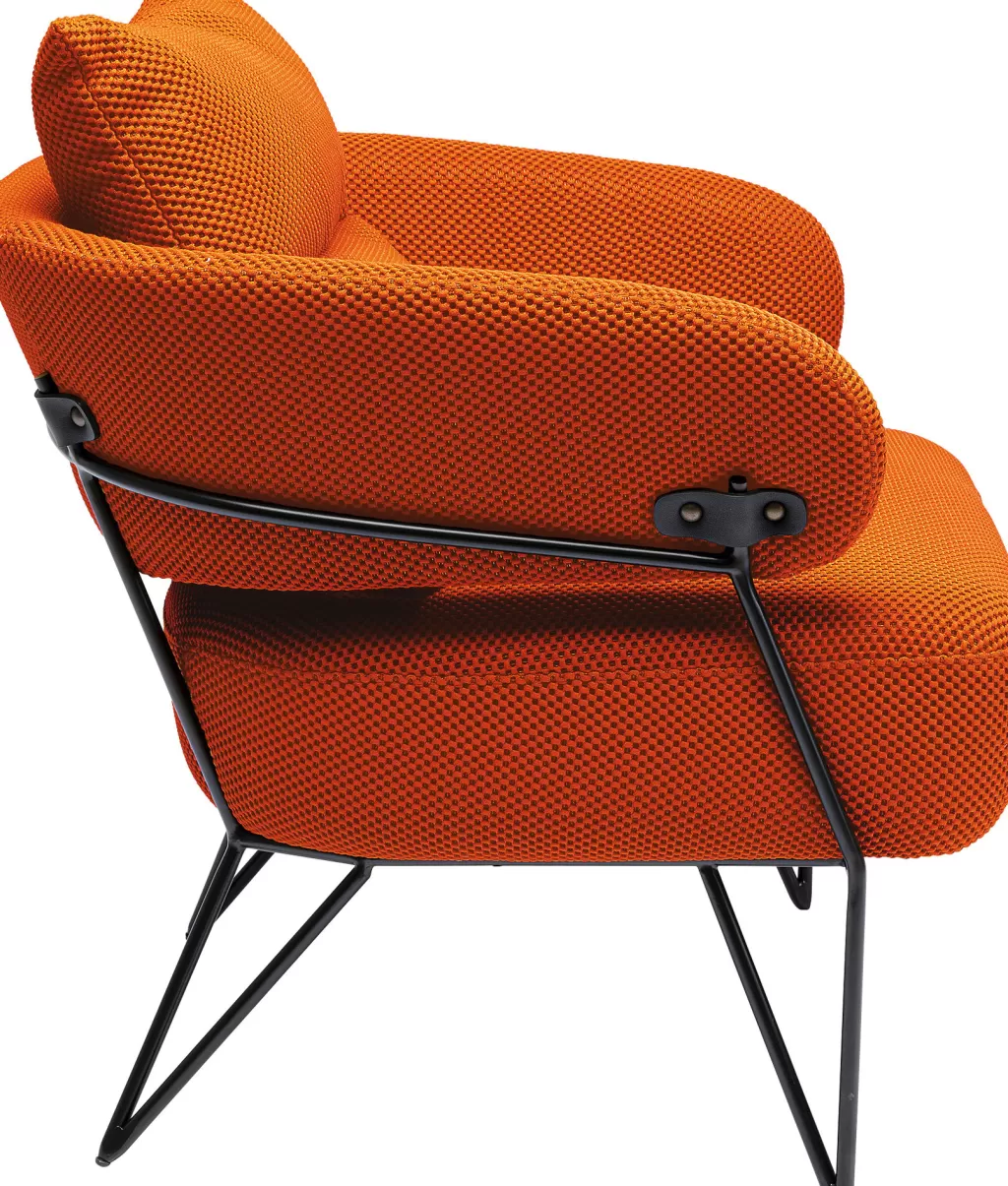 Fauteuil design PEPPO par KARE - Assise ergonomique en tissu orange vif, style contemporain pour salon cosy