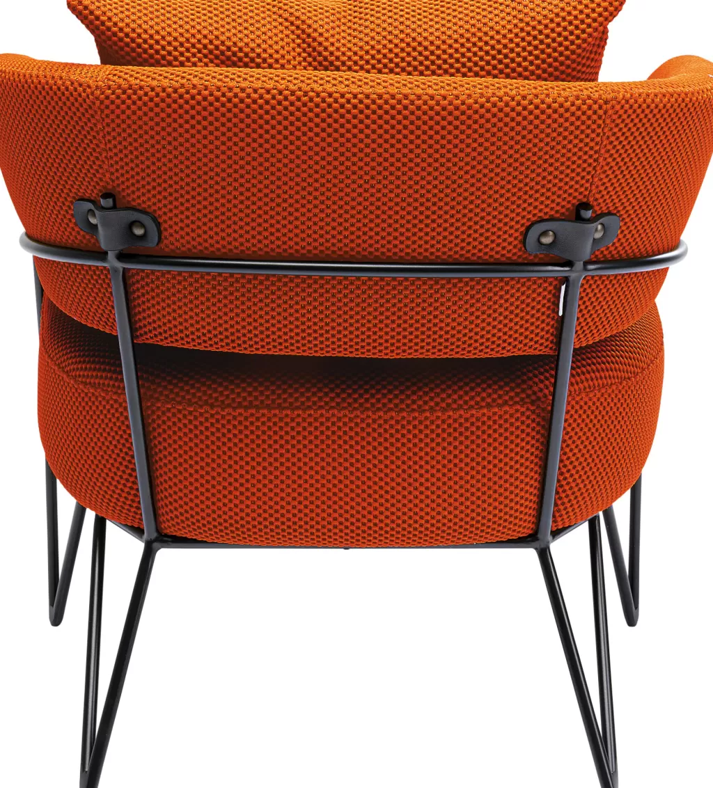 Fauteuil design PEPPO par KARE - Assise ergonomique en tissu orange vif, style contemporain pour salon cosy