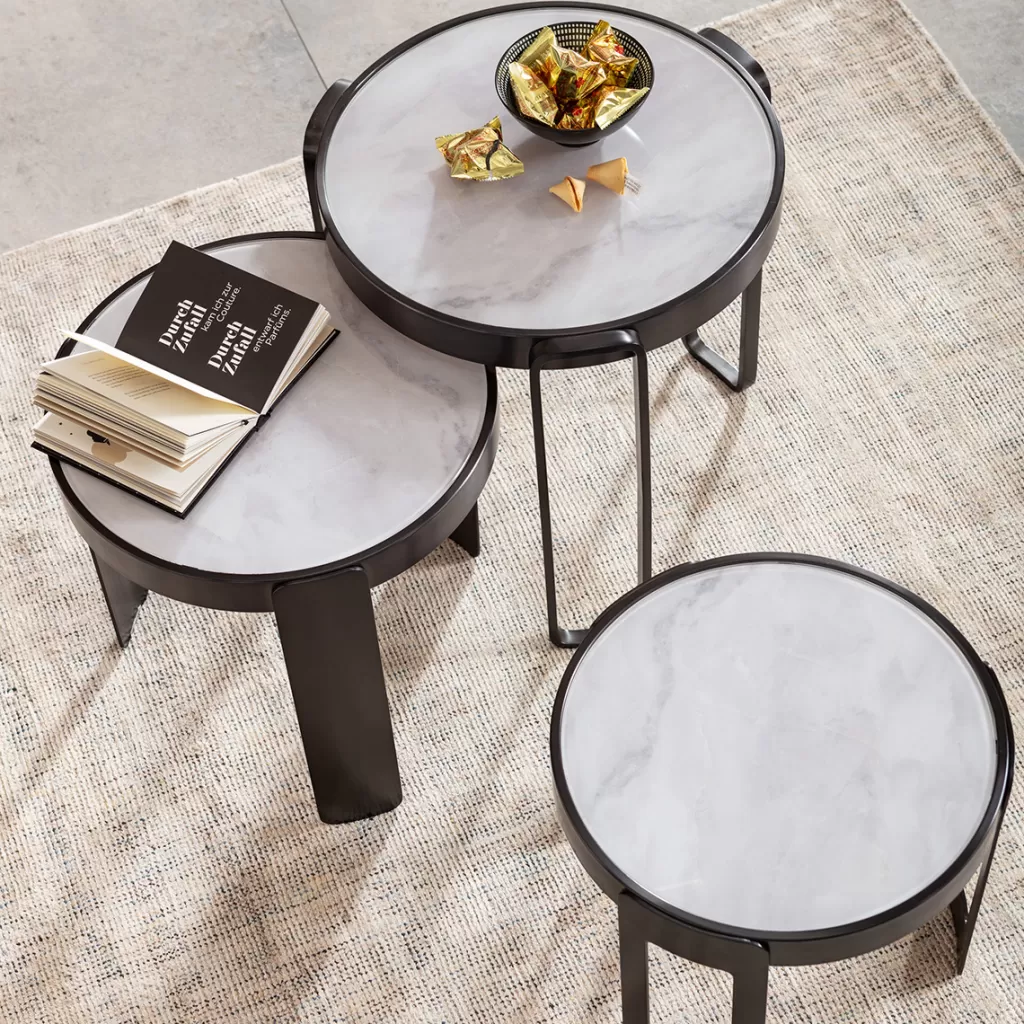 Table Basse Perelli par KARE Design | Ensemble de 3 Pièces en Noir pour Salon Contemporain