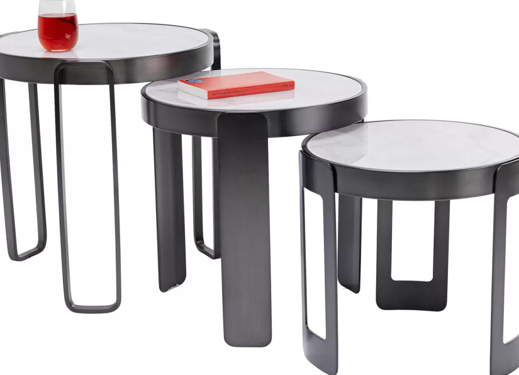 Table Basse Perelli par KARE Design | Ensemble de 3 Pièces en Noir pour Salon Contemporain