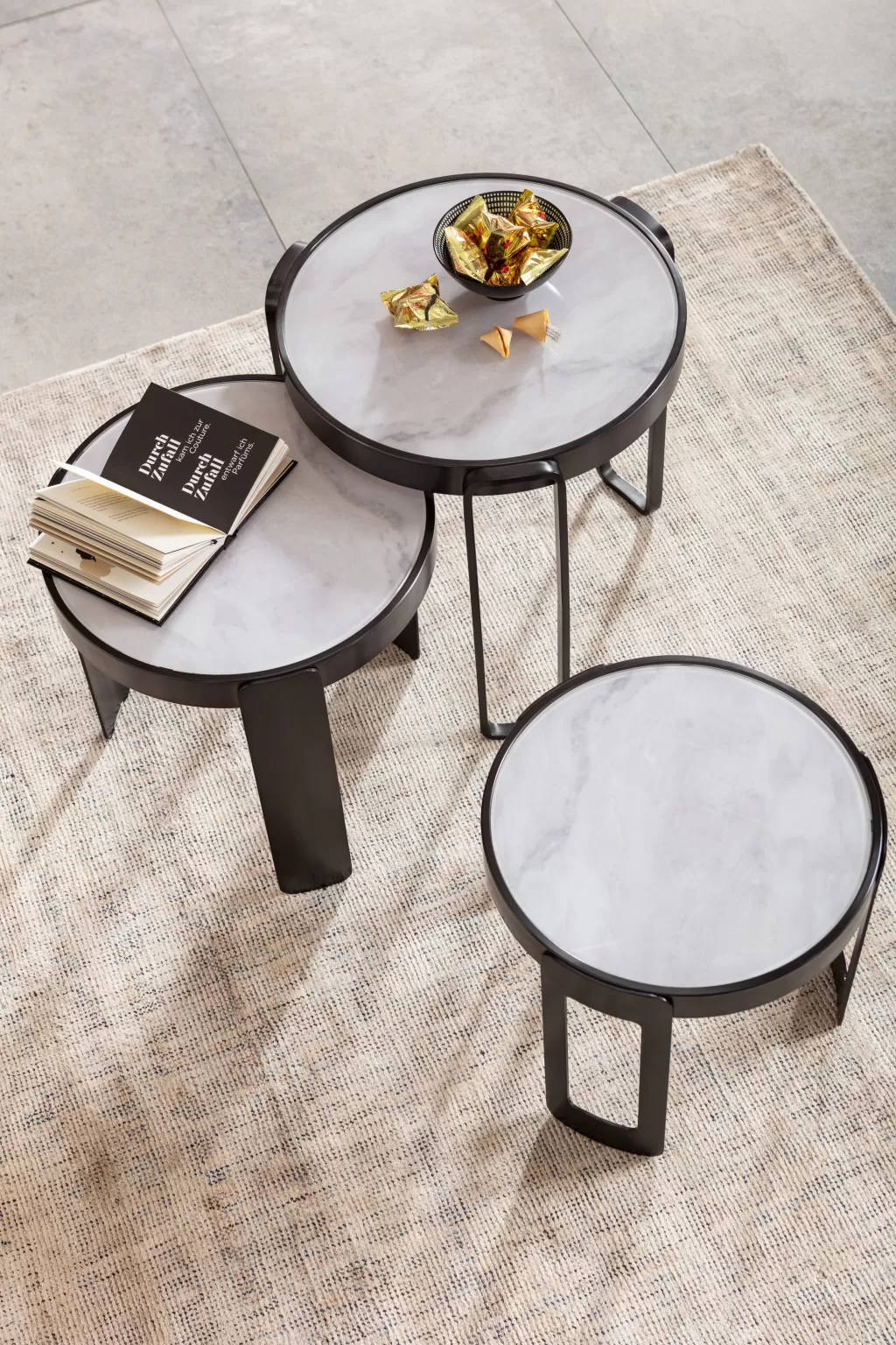 Table Basse Perelli par KARE Design | Ensemble de 3 Pièces en Noir pour Salon Contemporain