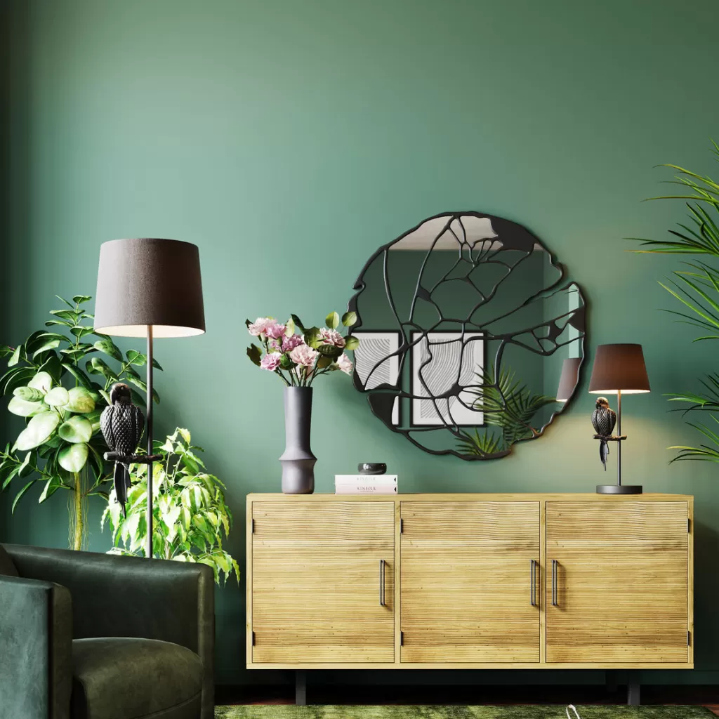 Miroir mural design KARE - Modèle Pieces en finition noir mat - Diamètre 100 cm pour déco contemporaine