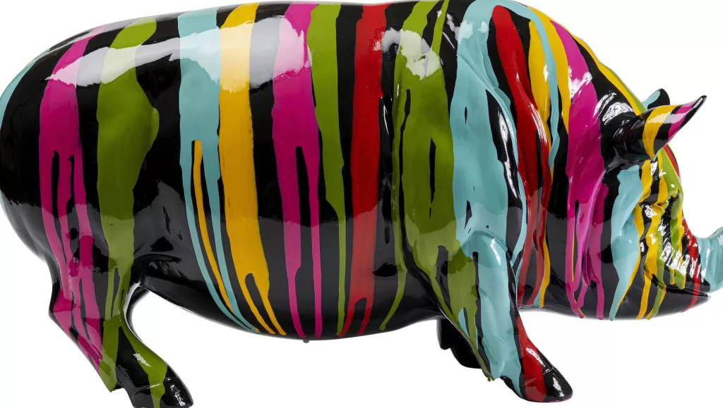 Décor festif cochon Holi en céramique - Ornement contemporain 22 cm - Collection KARE