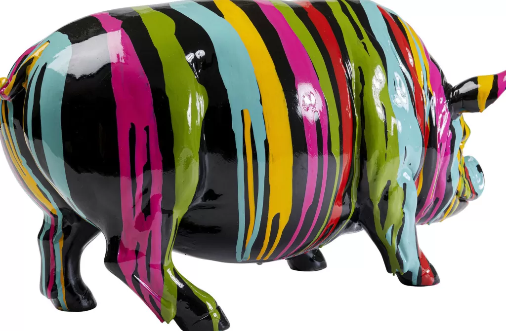 Décor festif cochon Holi en céramique - Ornement contemporain 22 cm - Collection KARE