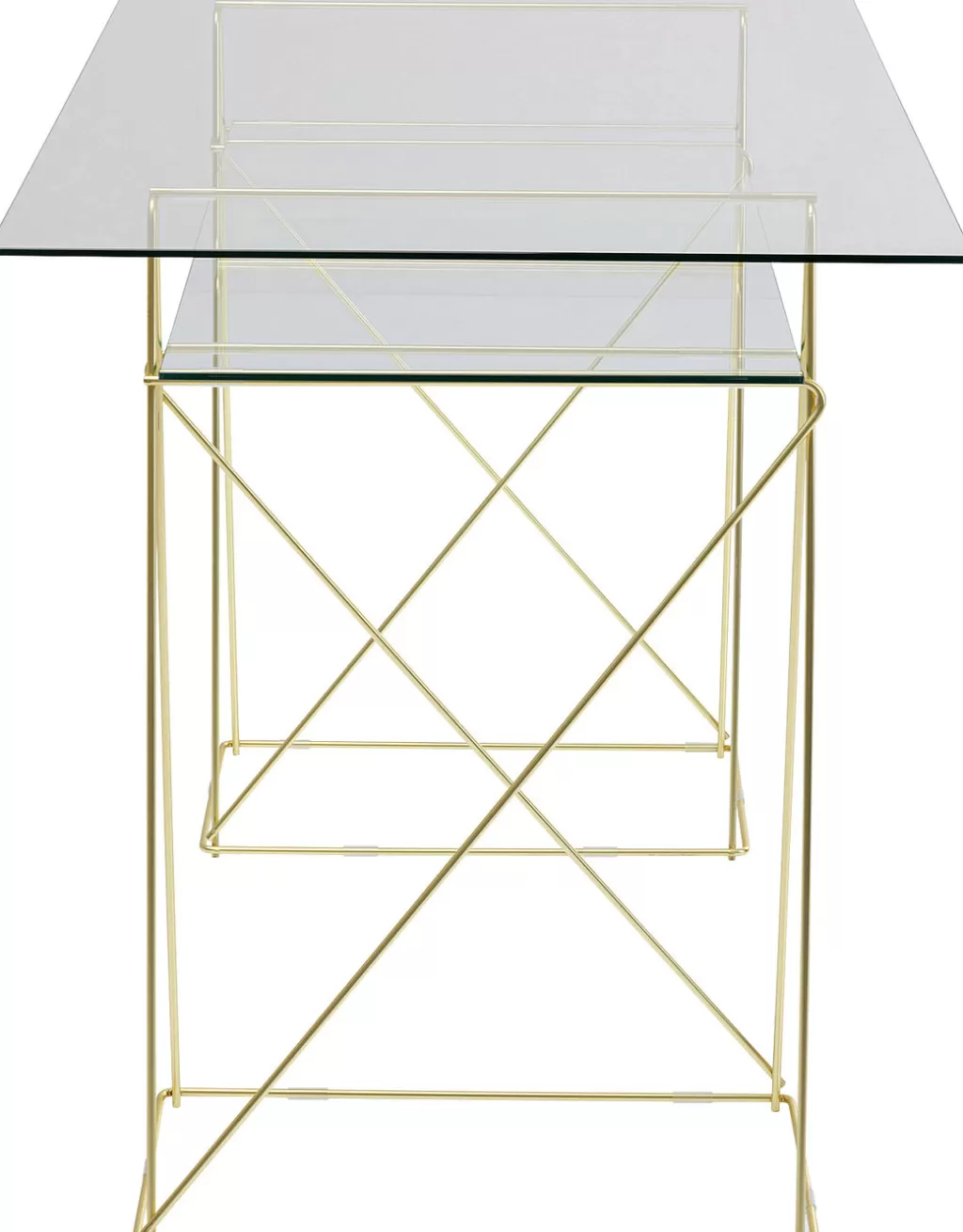 Bureau design POLAR par KARE - Plateau en verre trempé 8mm et finition laiton brossé mat