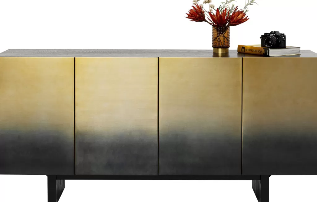 Étagère murale design Prezioso - Structure en acier brossé et plateau en chêne vieilli - Dimensions 160x78 cm - Style scandinave pour salon moderne (Collection KARE Design)