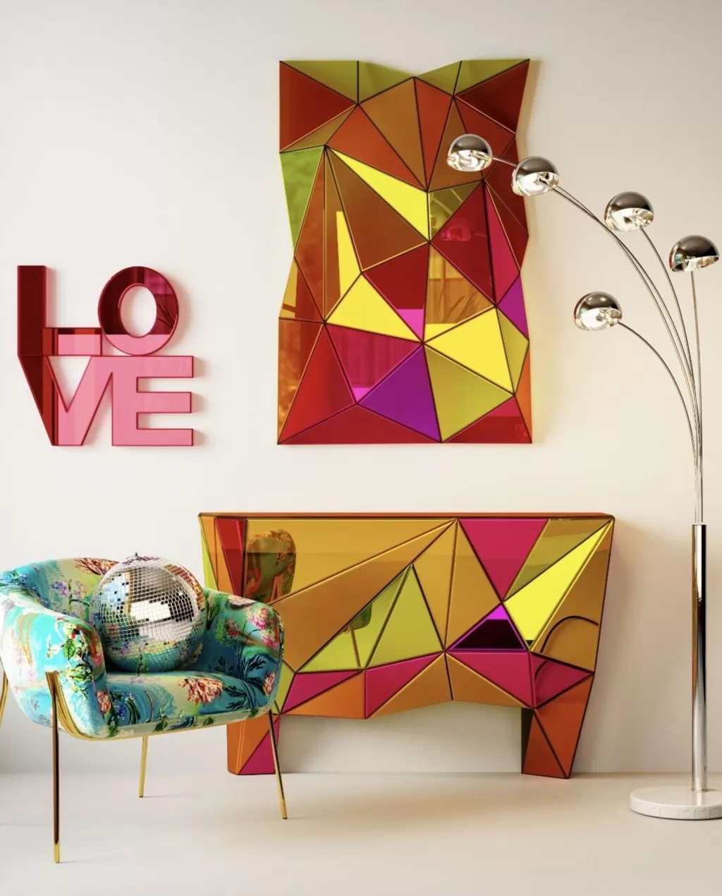 Miroir Mural Moderne Kare Design Prisme Chromatique – Dimensions 80 x 120 cm