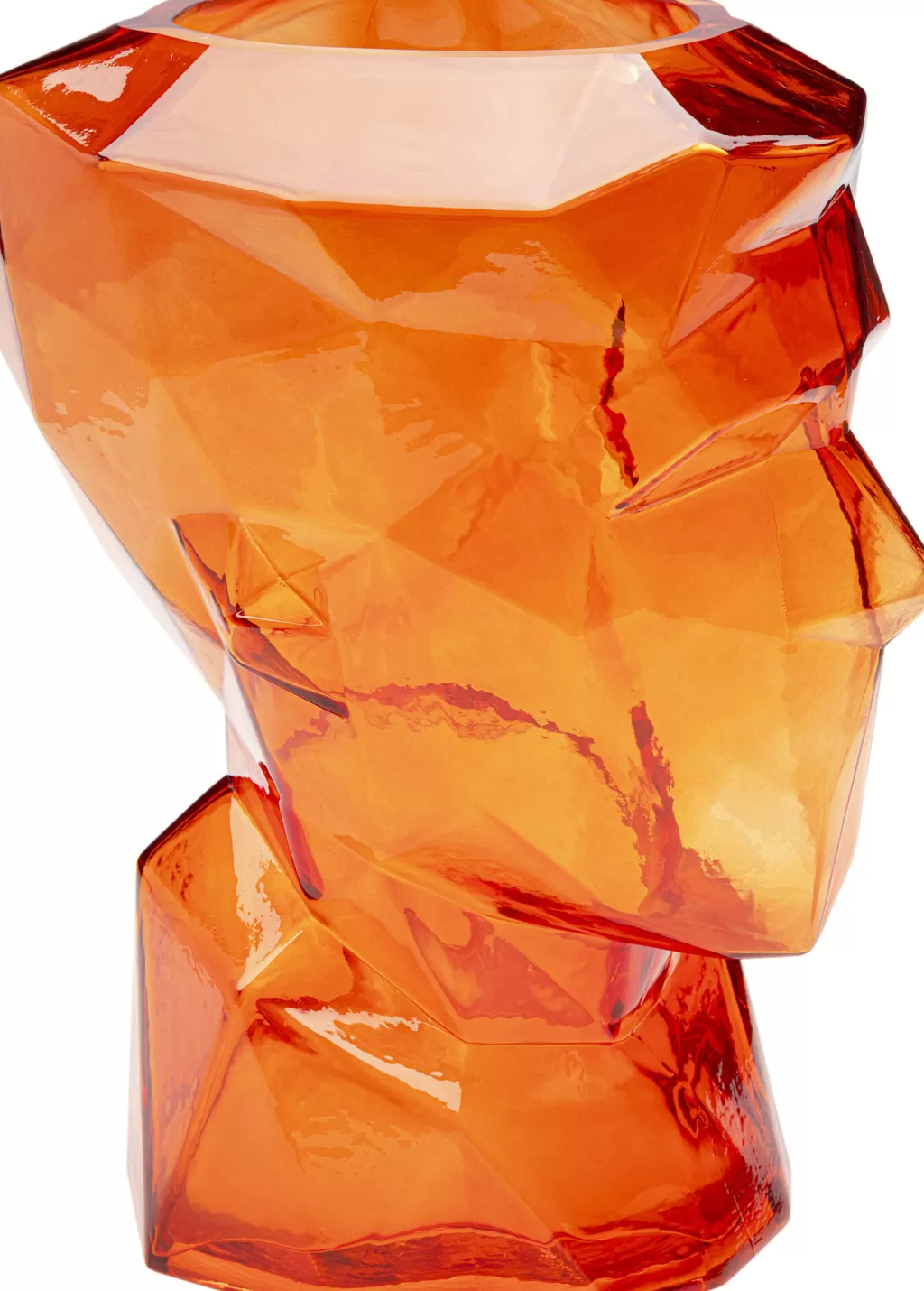 Vase Design Moderne Prisma Visage Orange - Décor Élégant pour Salon (Hauteur 30 cm)