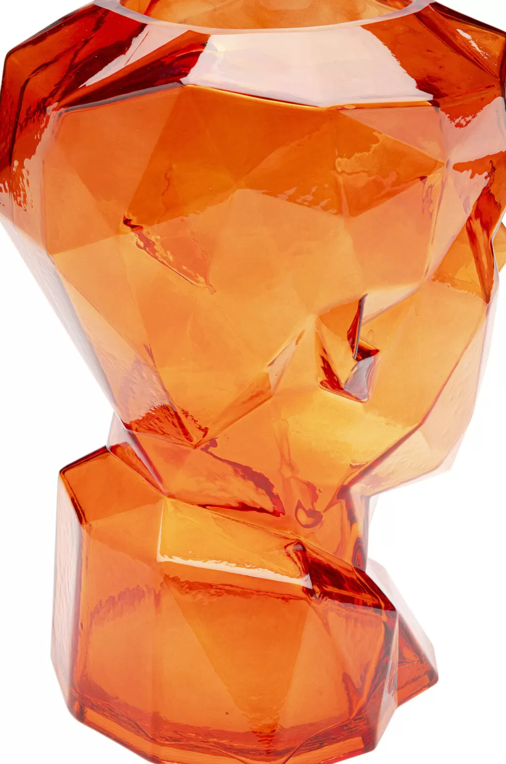 Vase Design Moderne Prisma Visage Orange - Décor Élégant pour Salon (Hauteur 30 cm)