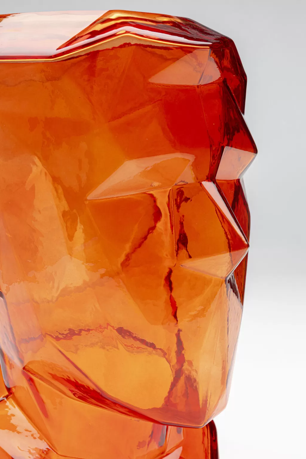 Vase Design Moderne Prisma Visage Orange - Décor Élégant pour Salon (Hauteur 30 cm)