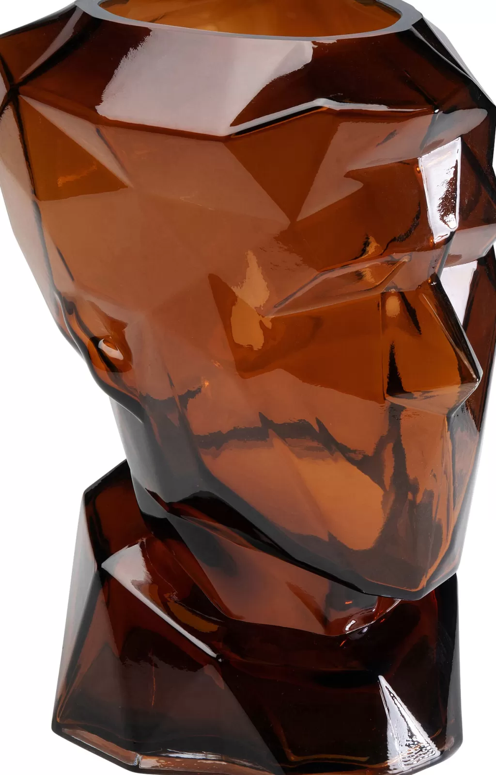 Vase design élégant pour salon - Collection Prisma Face par KARE Design, 30 cm - Nuance terre cuite moderne