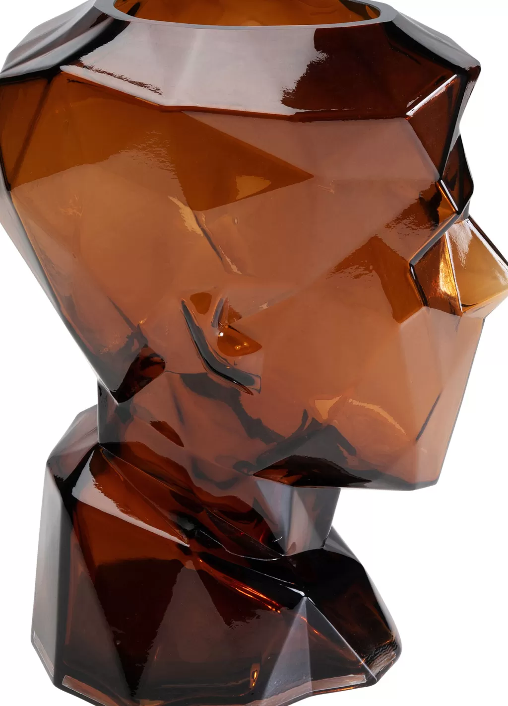 Vase design élégant pour salon - Collection Prisma Face par KARE Design, 30 cm - Nuance terre cuite moderne