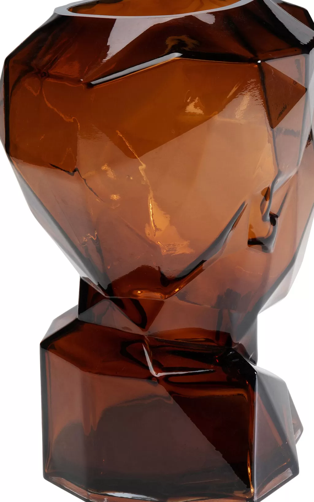 Vase design élégant pour salon - Collection Prisma Face par KARE Design, 30 cm - Nuance terre cuite moderne