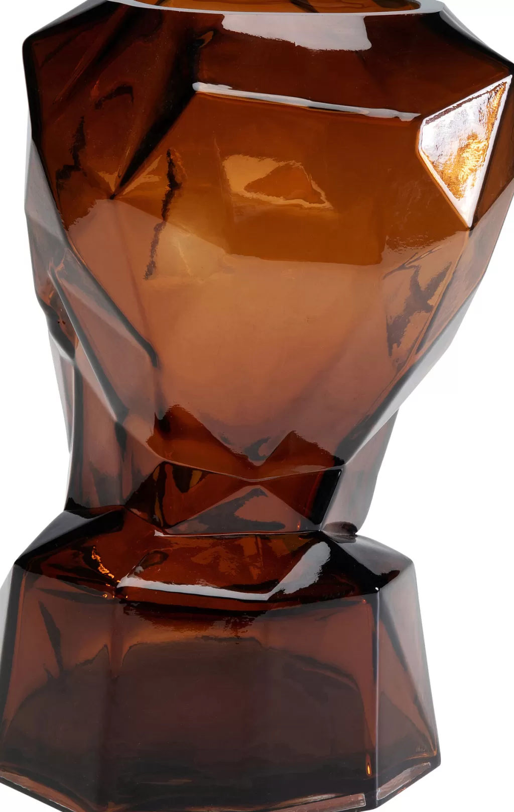 Vase design élégant pour salon - Collection Prisma Face par KARE Design, 30 cm - Nuance terre cuite moderne